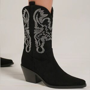 Beast Fashion Rhinestone Embellished Western Boots
